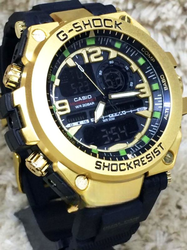 Relógio Masculino G-Shock Metal Dourado Pulseira de Borracha Preto a prova d'agua