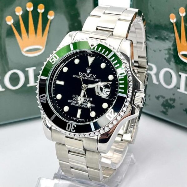 Relógio Rolex Submariner verde misto preto linha Gold a prova d'agua - Image 2