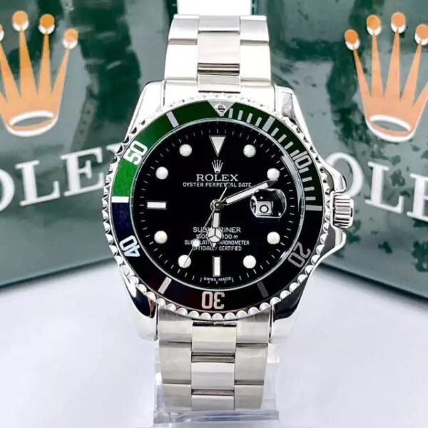 Relógio Rolex Submariner verde misto preto linha Gold a prova d'agua