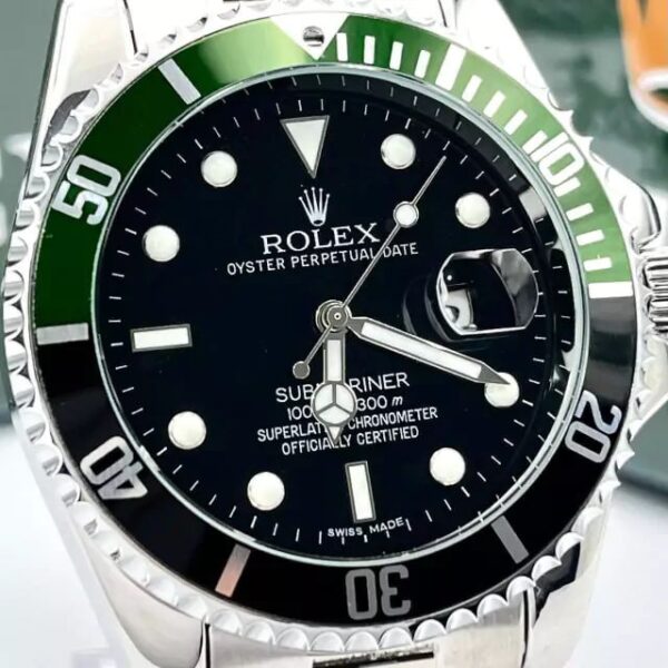 Relógio Rolex Submariner verde misto preto linha Gold a prova d'agua - Image 4